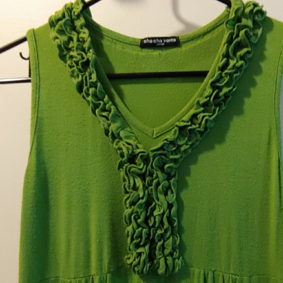 Green Sleeveless Cha Cha Vente Blouse - Picture 4 of 6
